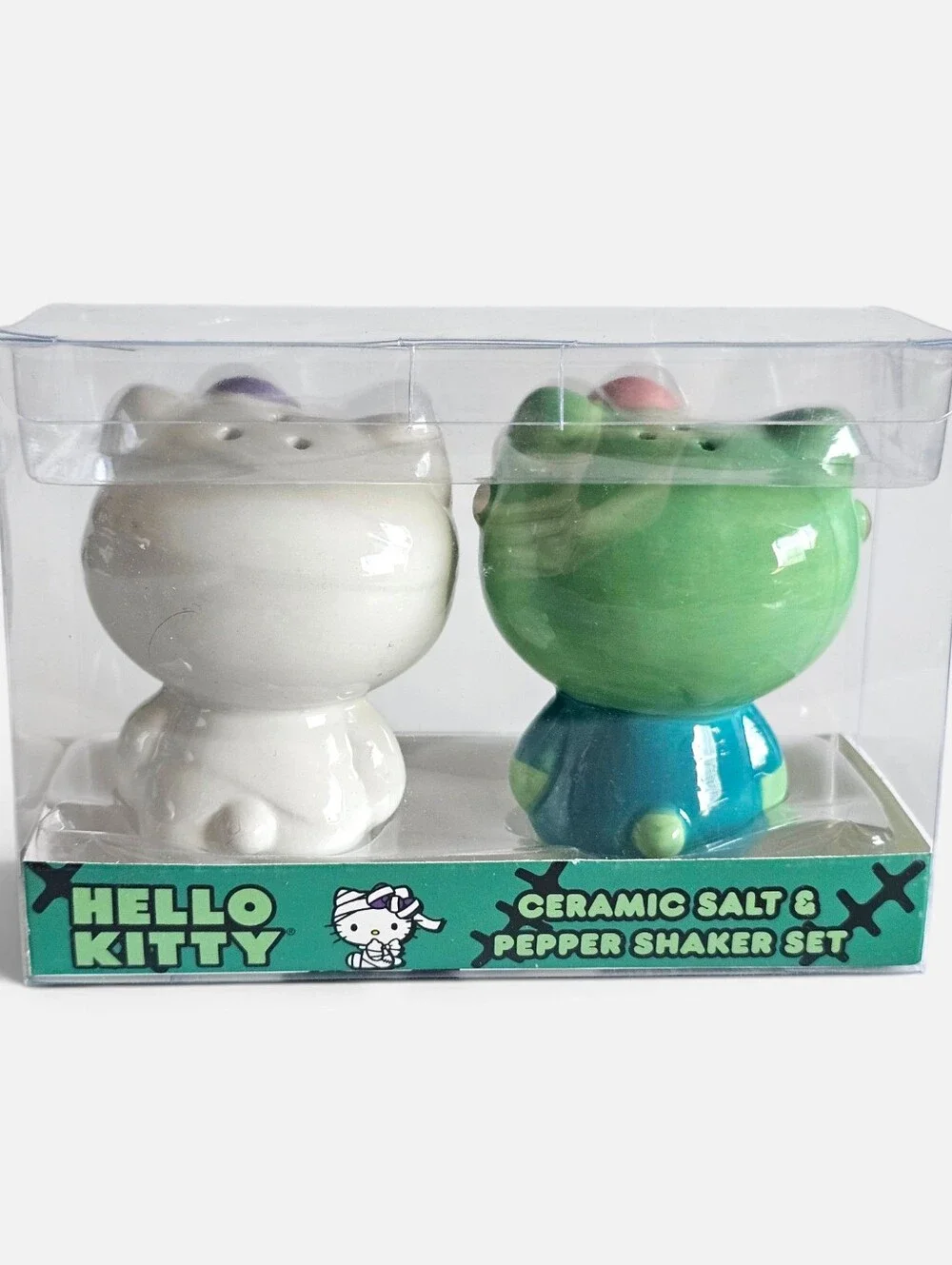 Brand New Hello Kitty Halloween Frankenstein salt & pepper shakers
